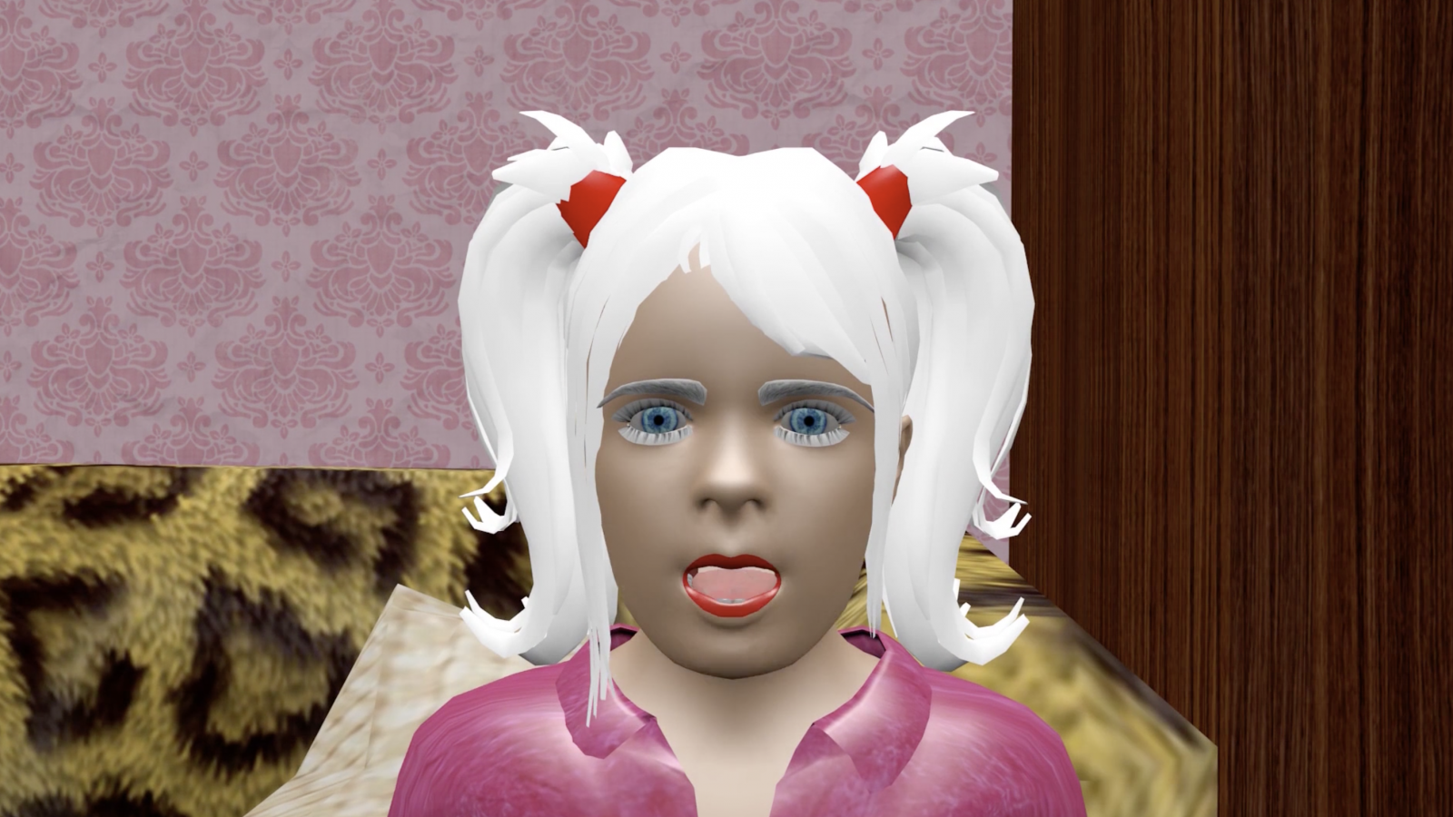 rus: низькополігональна модель голови дівчинки із білим волоссям 