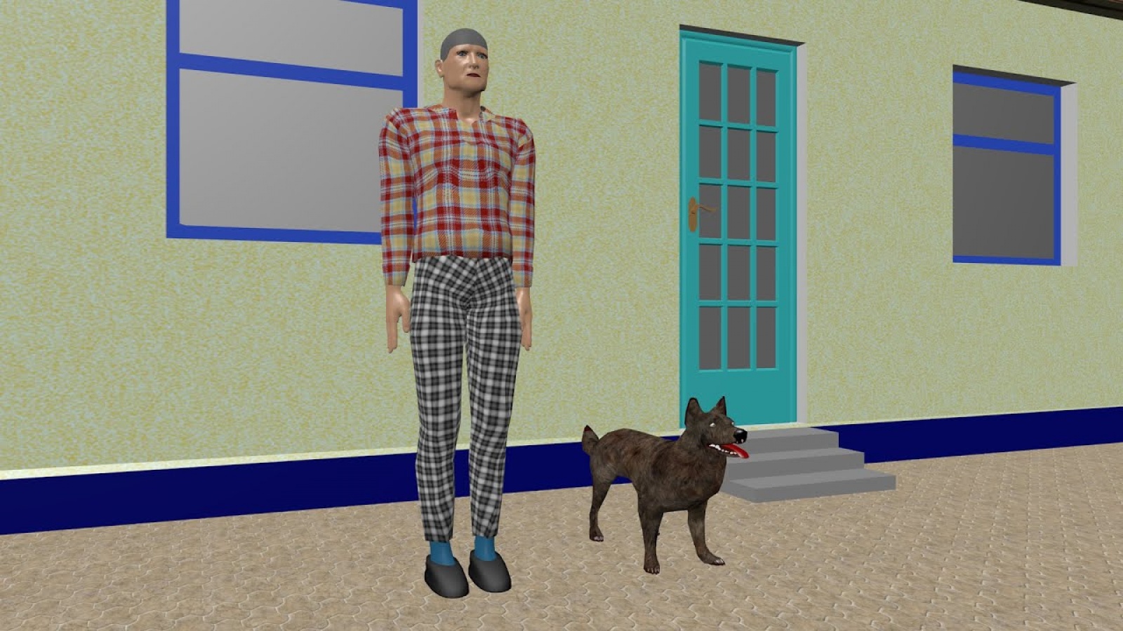 rus: Низькополігональна модель чоловіка та собаки